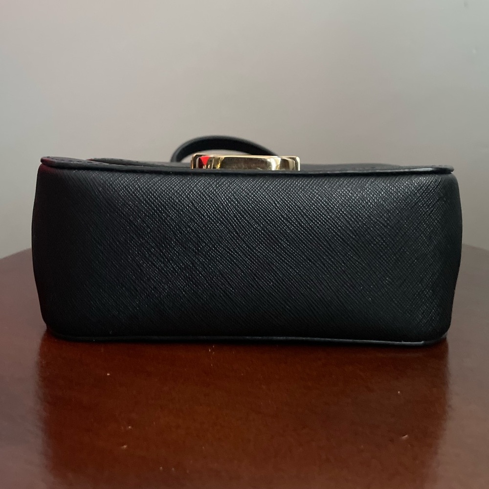 Michael Kors Bridgette Mini Crossbody Shoulder Bag Black Saffiano Leather Gold - Picture 7 of 12